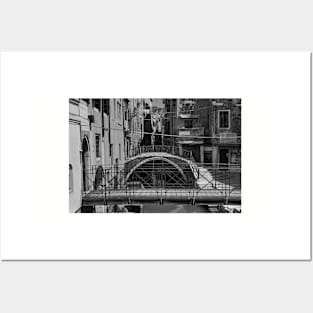 Small Canal in Venice - Monochrome Posters and Art